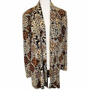 Vintage 1980s Jackets Galore Sequin Leopard Animal Print Duster Jacket Kimono XL